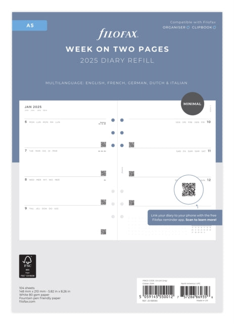 A5 Minimal Week On Two Pages 2025 Diary