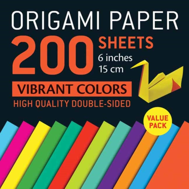 Origami Paper 200 sheets Vibrant Colors 6" (15 cm): Double-Sided Origami Sheets Printed with 12 Different Patterns (Instructions for 5 Projects Included)