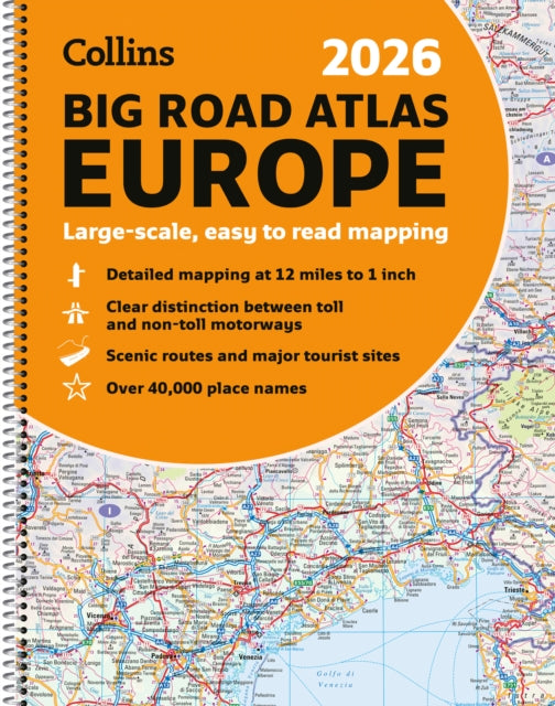Collins 2026 Big Road Atlas Europe: Large Scale, Easy to Read Mapping (A3 Spiral Binding)