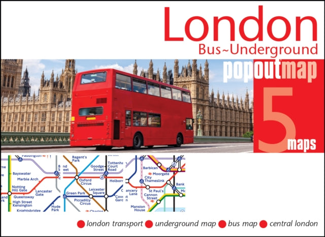London Bus and Underground PopOut Map: Pocket-size, pop up map showing London's bus network and entire tube network