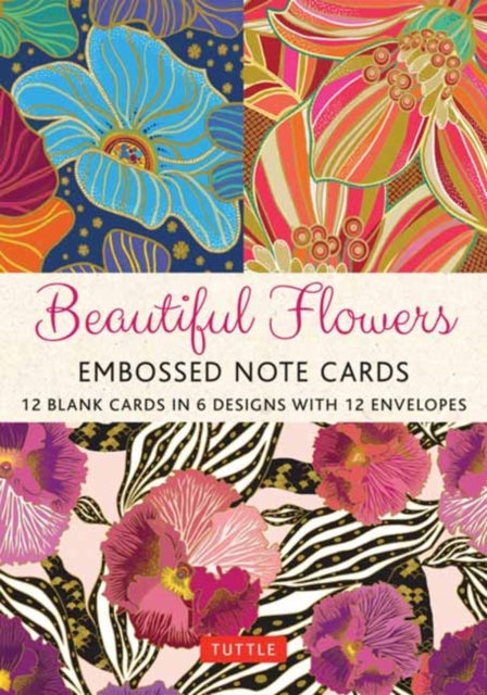 Beautiful Flowers, 12 Embossed Note Cards: 12 Blank Cards in 6 Lovely Designs (2 each) with 12 Patterned Envelopes in a Keepsake Box