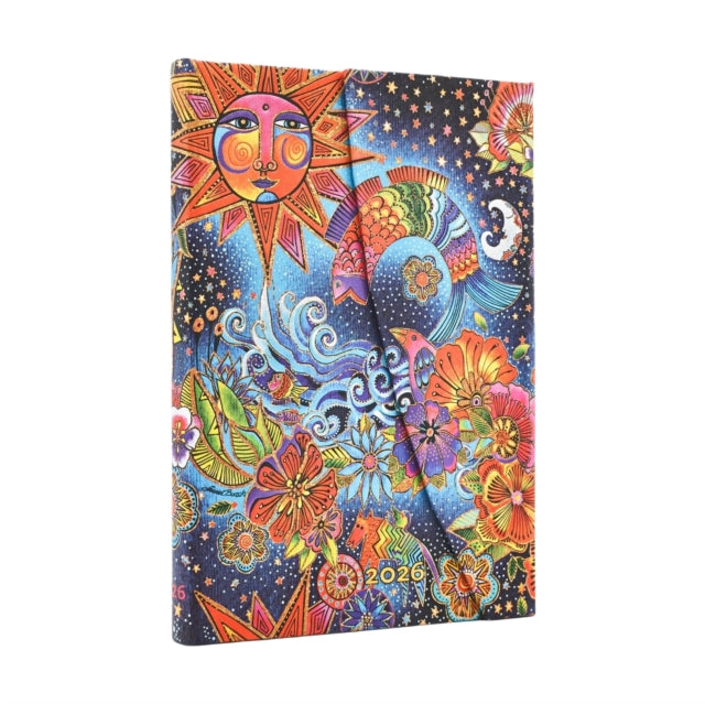 2026 Celestial Magic (Whimsical Creations) Mini 12-month Horizontal Hardcover Flexi Dayplanner 2026 (Wrap Closure)