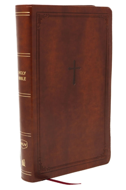 NKJV Giant Print End-of-Verse Reference Bible, Brown Leathersoft, Red Letter, Comfort Print: Holy Bible