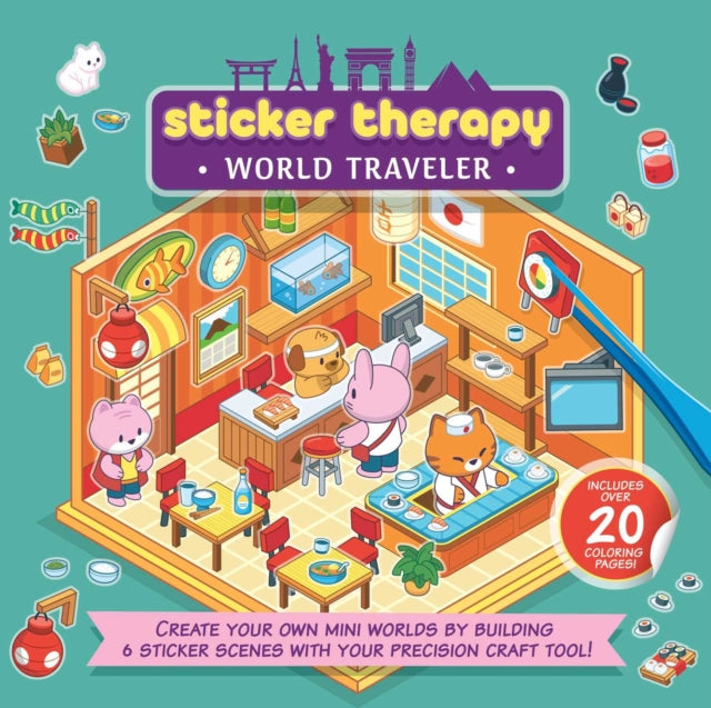 Sticker Therapy: World Traveler: Create Your Own Mini Worlds by Building 6 Sticker Scenes with Your Precision Craft Tool