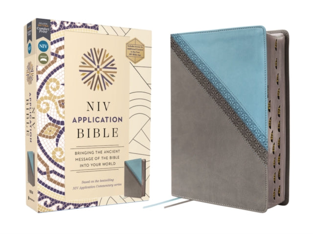 NIV Application Bible, Leathersoft, Teal/Grey, Red Letter, Thumb Indexed, Comfort Print: Bringing the Ancient Message of the Bible into Your World