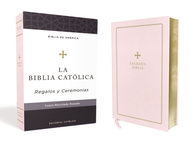Biblia Catolica, Regalos y Ceremonias, Piel reciclada, Rosado, Comfort Print