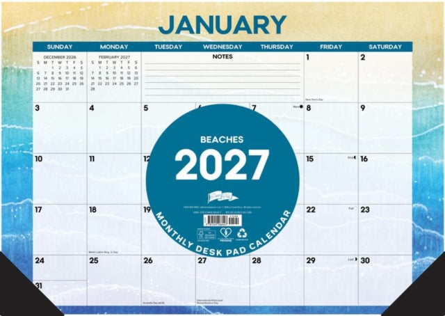 Beaches 2027 17" x 12" Monthly Deskpad
