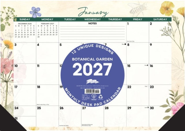 Botanical Garden 2027 17" x 12" Monthly Deskpad
