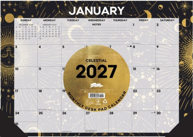 Celestial 2027 17" x 12" Monthly Deskpad