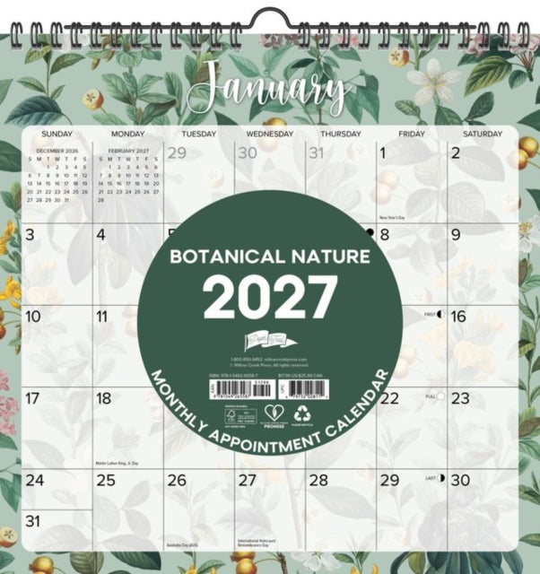 Botanical Nature 2027 12" x 12" Spiral Wall Calendar
