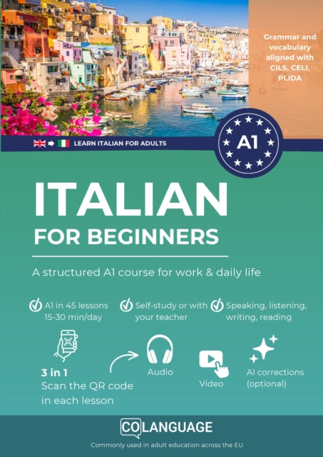 Learn Italian for beginners - A structured A1 course for work & daily life cover