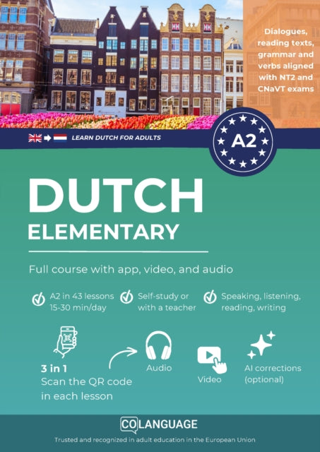 Learn Dutch A2 elementary: full course with app, video, and audio cover
