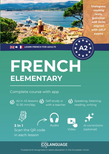 Learn French A2 elementary: complete course with app cover