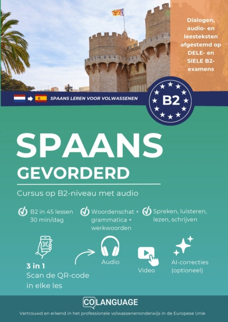Spaans leren B2 gevorderd. Cursus op B2-niveau met audio cover