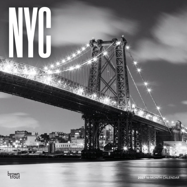 New York City Black & White 2027 12 X 24 Inch (Hanging) Monthly Square Wall Calendar Plastic-Free cover