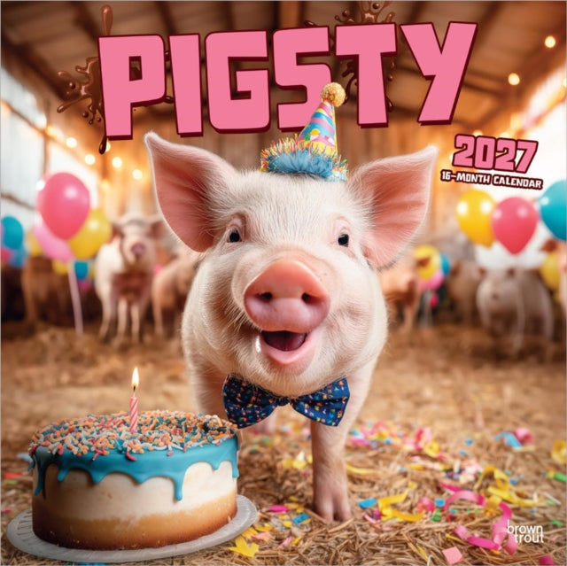 Pigsty 2027 12 X 24 Inch (Hanging) Monthly Square Wall Calendar Plastic-Free Animal Crankers cover