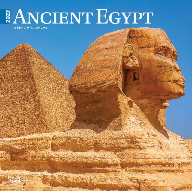 Ancient Egypt | 2027 12 x 24 Inch (Hanging) Monthly Square Wall Calendar | Plastic-Free | BrownTrout | Travel Pyramids Pharaohs cover