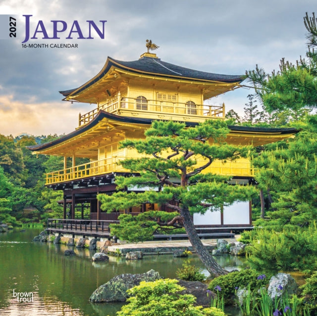 Japan | 2027 12 x 24 Inch (Hanging) Monthly Square Wall Calendar | Plastic-Free | BrownTrout | Scenic Travel Asia Cherry Blossoms Tokyo Kyoto Osaka cover
