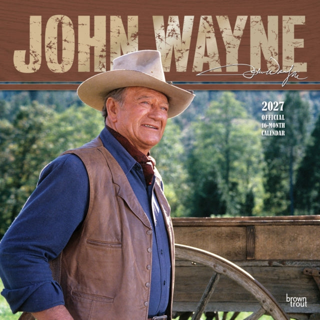 John Wayne Official 2027 12 X 24 Inch (Hanging) Monthly Square Wall Calendar Foil Stamped Cover Plastic-Free cover