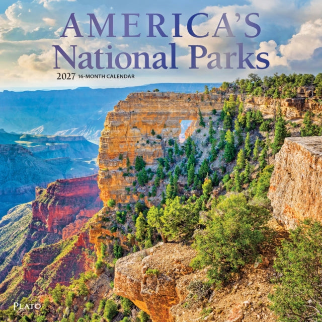 America's National Parks | 2027 12 x 24 Inch (Hanging) Monthly Square Wall Calendar | Foil Stamped Cover | Plato | Yosemite Yellowstone cover