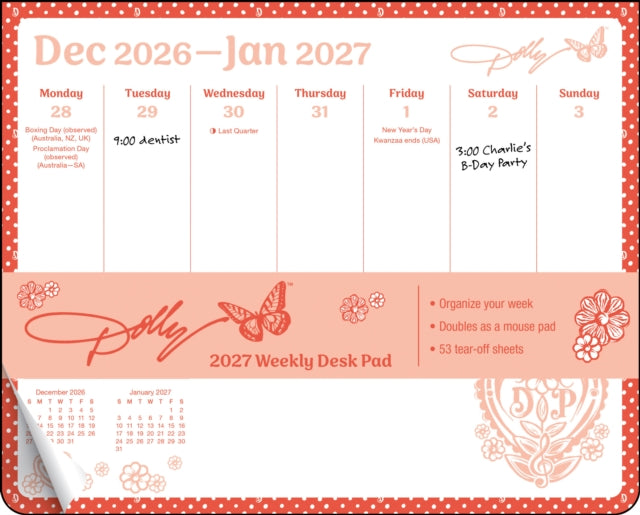 Dolly Parton 2027 Weekly Desk Pad Calendar cover