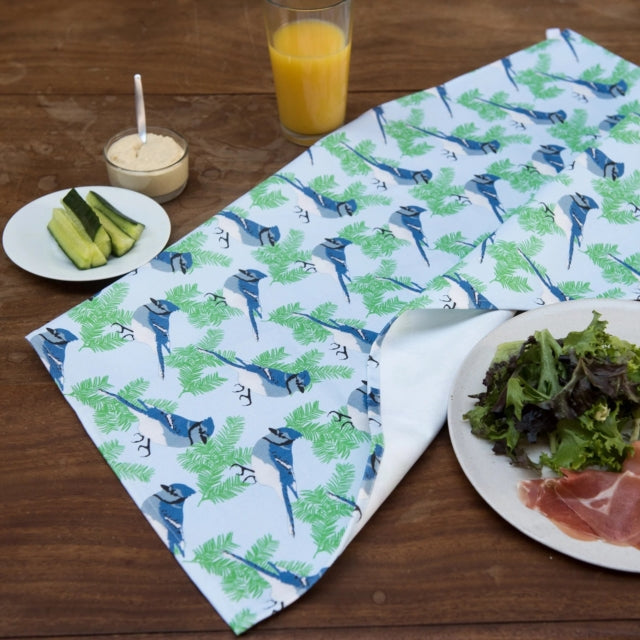 Blue Jay print tea towel