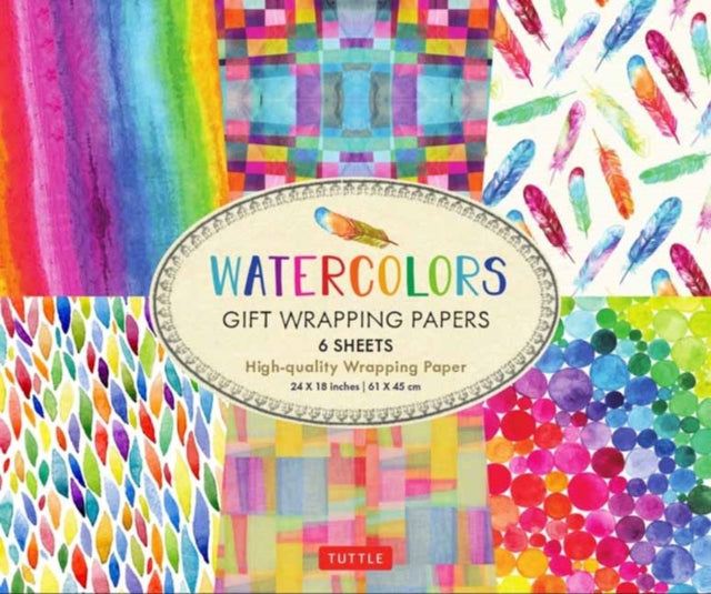 Watercolors Gift Wrapping Papers: 6 Sheets of High-Quality 24 x 18 inch Wrapping Paper