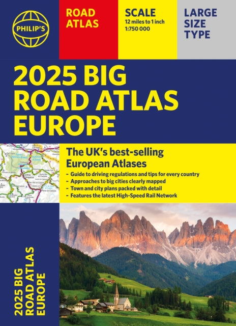 2025 Philip's Big Road Atlas of Europe: (A3 Paperback)
