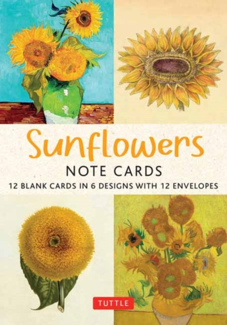 Sunflowers - 12 Blank Note Cards: 12 Blank Cards in 6 Designs with 12 Envelopes in a Keepsake Box