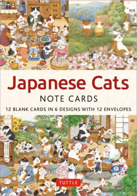 Japanese Cats - 12 Blank Note Cards: In 6 Original Illustrations by Setsu Broderick with 12 Envelopes in a Keepsake Box