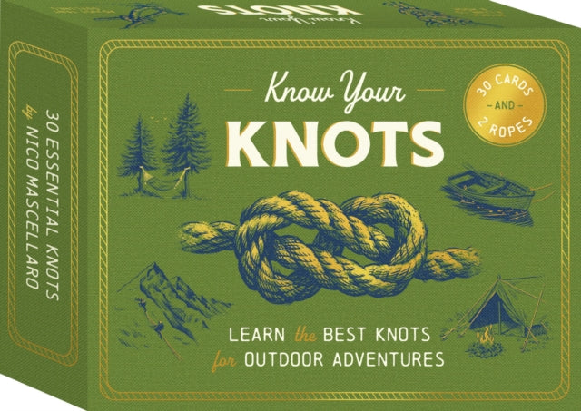 Know Your Knots: Learn the best knots for outdoor adventures - 30 cards and 2 ropes