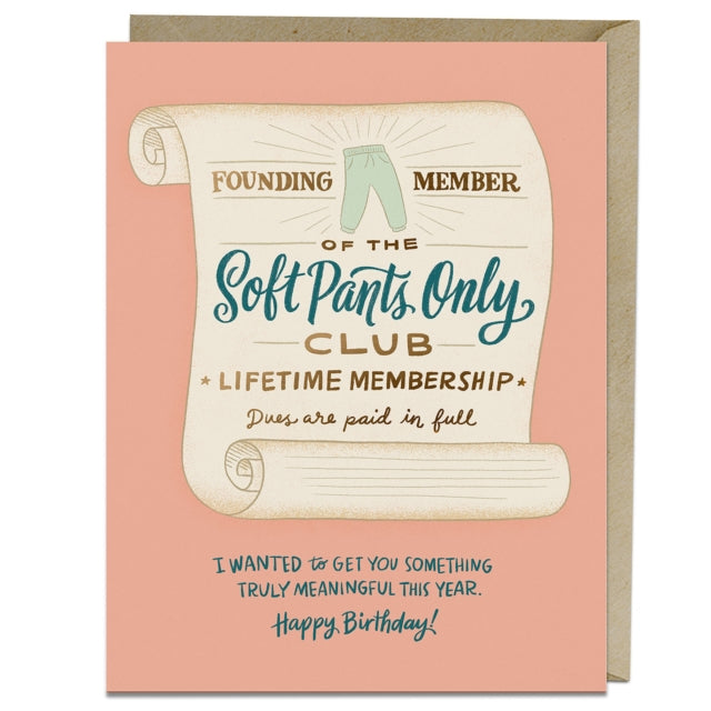 6-Pack Em & Friends Soft Pants Club Birthday Greeting Card