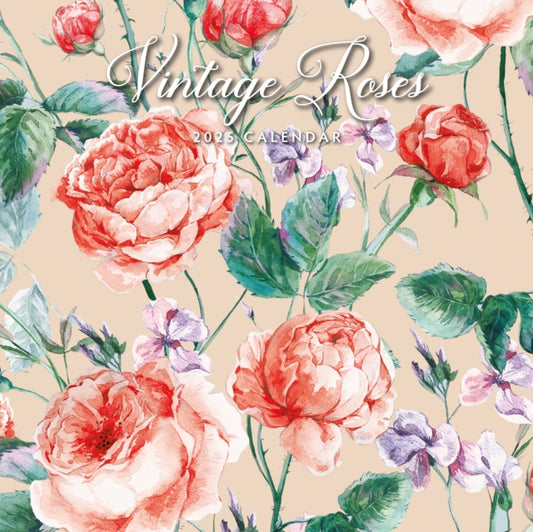 Vintage Roses 2025 Square Wall Calendar