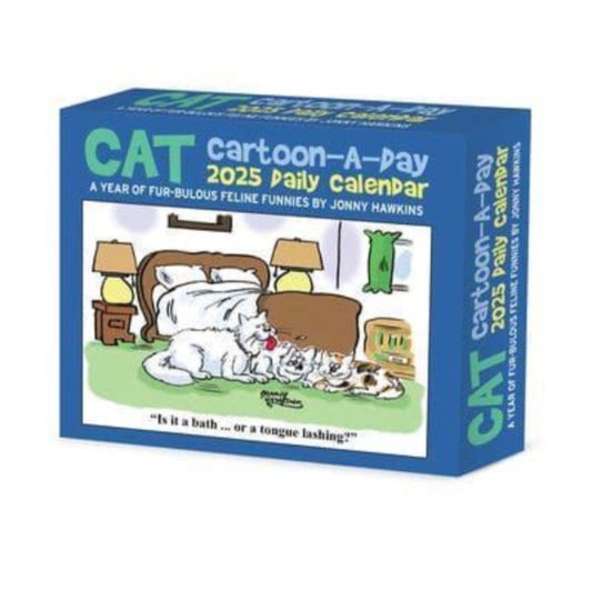 Cat Cartoon-A-Day by Jonny Hawkins 2025 6.2 X 5.4 Box Calendar