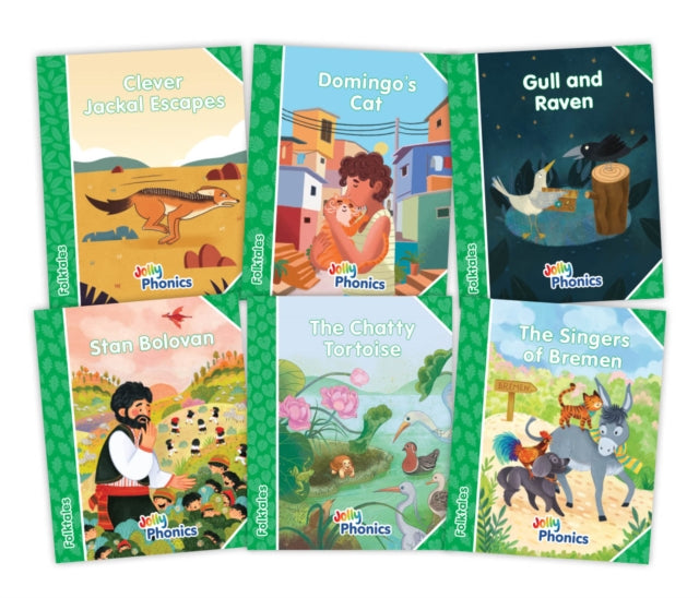 Jolly Phonics Folktales Green Readers (Level 3) Complete Set (1-6): in Precursive Letters (British English edition)