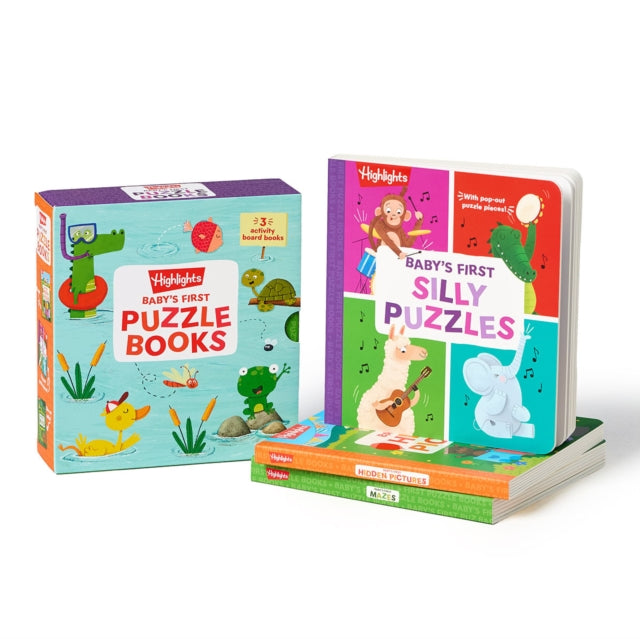 Baby’s First Puzzle Books: Interactive Board Books for Babies and Toddlers, 3 Fun Activity Books with Foam Puzzle Pieces, Mazes, Silly Scenes for Play Time