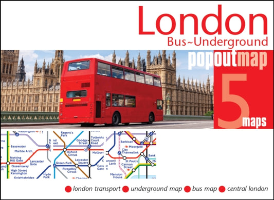 London Bus and Underground PopOut Map: Pocket-size, pop up map showing London's bus network and entire tube network