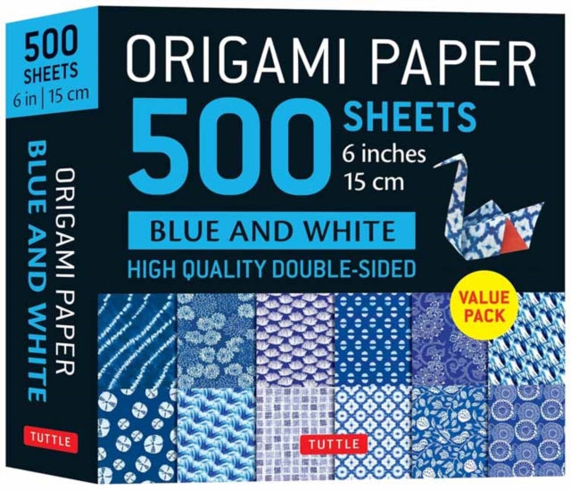 Origami Paper 500 sheets Blue & White 6" (15 cm): Tuttle Origami Paper: Double-Sided Origami Sheets Printed with 12 Different Patterns (Instructions for 5 Projects Included)