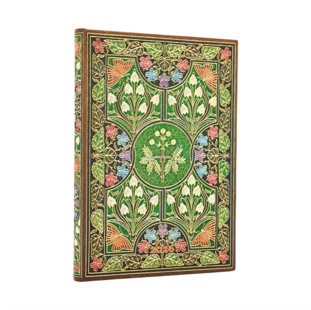 2026 Poetry in Bloom Midi 12-month Vertical Hardcover Flexi Dayplanner 2026 (Elastic Band Closure)