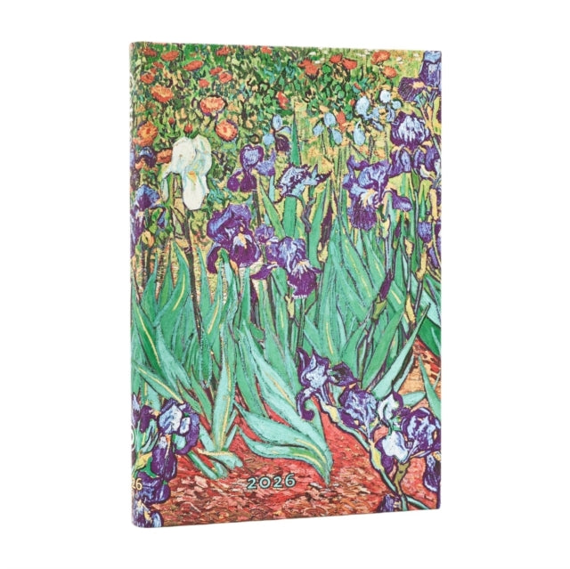 2026 Van Gogh's Irises Mini 12-month Verso Hardcover Flexi Dayplanner 2026 (Elastic Band Closure)