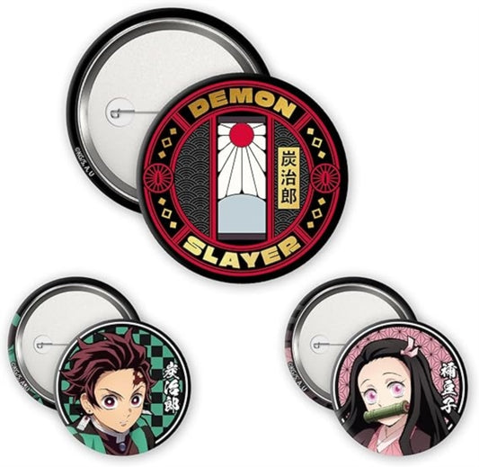 Demon Slayer Tanjiro & Nezuko 3 Badge Pack