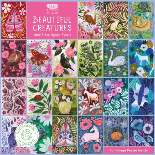 Adult Sustainable Jigsaw Puzzle Lee Foster-Wilson: Beautiful Creatures: 1000-pieces. Ethical, Sustainable, Earth-friendly