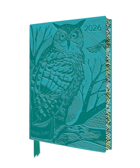 Angela Harding: Long Eared Owl 2026 Artisan Art Vegan Leather Diary Planner - Page to View with Notes