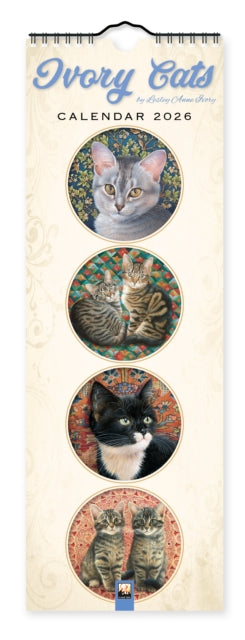 Ivory Cats Slim Calendar 2026 (Art Calendar)