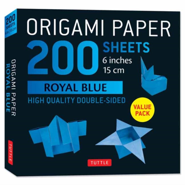 Origami Paper 200 sheets Royal Blue 6": Solid Royal Blue 200 double-sided origami sheets and folding instructions for 9 projects.