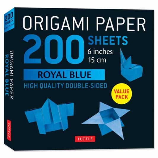 Origami Paper 200 sheets Royal Blue 6": Solid Royal Blue 200 double-sided origami sheets and folding instructions for 9 projects.