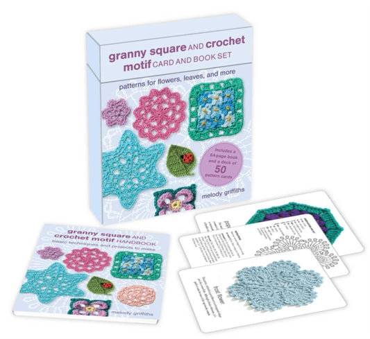 Granny Square and Crochet Motif Card and Book Set: 50 cards and a 64-page book: Patterns for Flowers, Leaves, and More