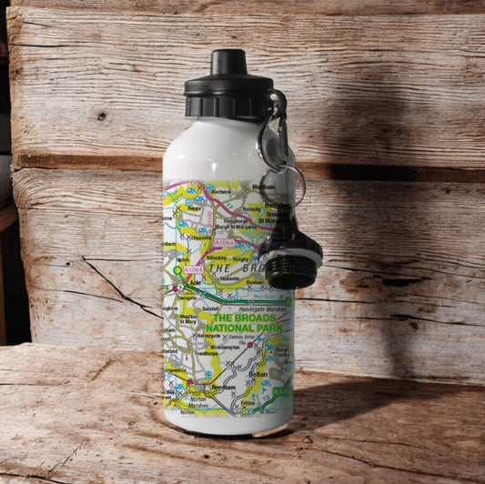 OS Map 600ml Metal Water Bottle - The Broads