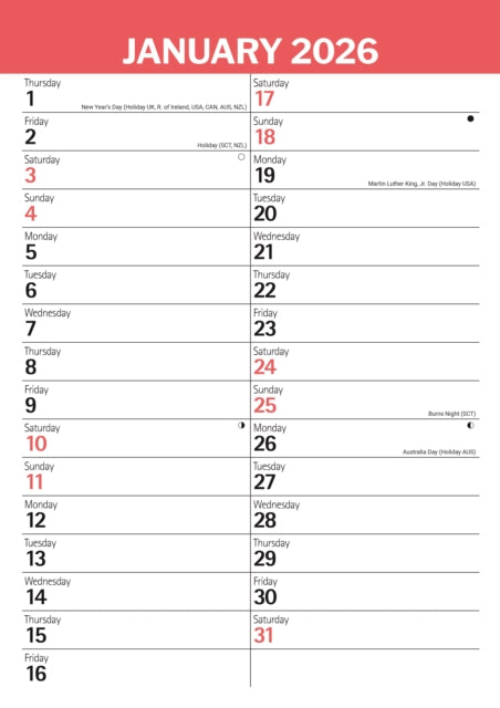 Red Black Large Engagement Planner A3 Ca