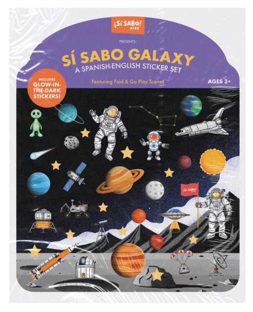 Space Sticker Book: Reusable Puffy Sticker Activity Book for Kids: With 30+ Glow-in-the-Dark Stickers, 2 Fold-Out Play & Go Scenes, and Travel Handles